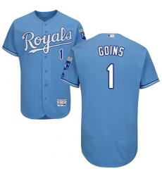 Men's Majestic Kansas City Royals #1 Ryan Goins Light Blue Alternate Flex Base Authentic Collection MLB Jersey