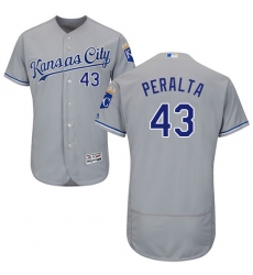 Men's Majestic Kansas City Royals #43 Wily Peralta Grey Road Flex Base Authentic Collection MLB Jersey