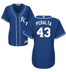 Women's Majestic Kansas City Royals #43 Wily Peralta Authentic Blue Alternate 2 Cool Base MLB Jersey