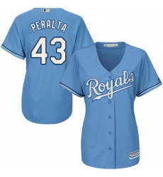 Women's Majestic Kansas City Royals #43 Wily Peralta Authentic Light Blue Alternate 1 Cool Base MLB Jersey