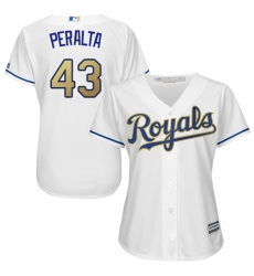 Women's Majestic Kansas City Royals #43 Wily Peralta Replica White Home Cool Base MLB Jersey