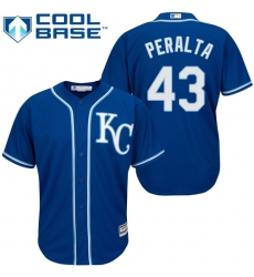 Youth Majestic Kansas City Royals #43 Wily Peralta Replica Blue Alternate 2 Cool Base MLB Jersey