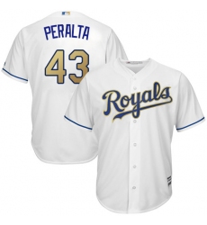 Youth Majestic Kansas City Royals #43 Wily Peralta Replica White Home Cool Base MLB Jersey