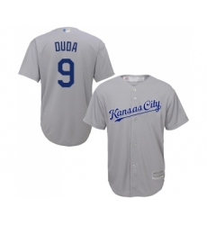 Men's Kansas City Royals #9 Lucas Duda Replica Grey Road Cool Base Baseball Jersey