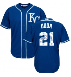 Men's Majestic Kansas City Royals #21 Lucas Duda Blue Authentic Blue Team Logo Fashion Cool Base MLB Jersey