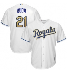 Men's Majestic Kansas City Royals #21 Lucas Duda Replica White Home Cool Base MLB Jersey