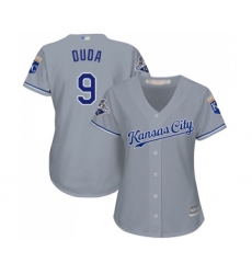 Women's Kansas City Royals #9 Lucas Duda Replica Grey Road Cool Base Baseball Jersey