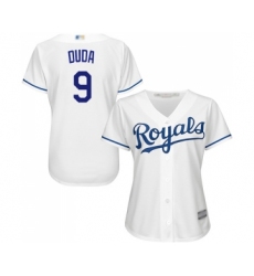 Women's Kansas City Royals #9 Lucas Duda Replica White Home Cool Base Baseball Jersey