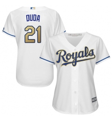 Women's Majestic Kansas City Royals #21 Lucas Duda Authentic White Home Cool Base MLB Jersey