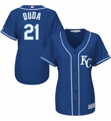 Women's Majestic Kansas City Royals #21 Lucas Duda Replica Blue Alternate 2 Cool Base MLB Jersey