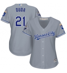 Women's Majestic Kansas City Royals #21 Lucas Duda Replica Grey Road Cool Base MLB Jersey
