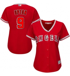 Women's Majestic Los Angeles Angels of Anaheim #9 Justin Upton Replica Red Alternate MLB Jersey