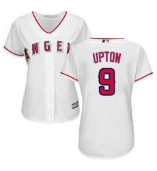 Women's Majestic Los Angeles Angels of Anaheim #9 Justin Upton Replica White Home Cool Base MLB Jersey