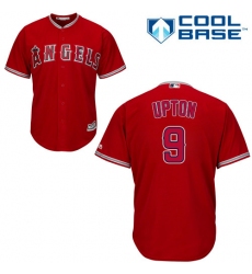 Youth Majestic Los Angeles Angels of Anaheim #9 Justin Upton Replica Red Alternate Cool Base MLB Jersey
