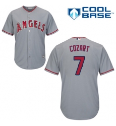 Youth Majestic Los Angeles Angels of Anaheim #7 Zack Cozart Replica Grey Road Cool Base MLB Jersey