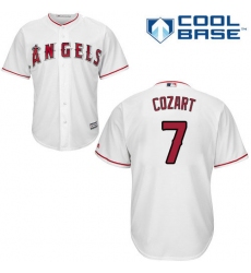 Youth Majestic Los Angeles Angels of Anaheim #7 Zack Cozart Replica White Home Cool Base MLB Jersey