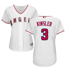 Women's Majestic Los Angeles Angels of Anaheim #3 Ian Kinsler Authentic White Home Cool Base MLB Jersey