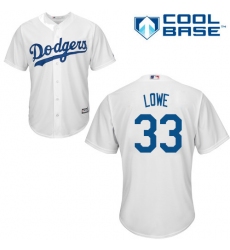 Youth Majestic Los Angeles Dodgers #33 Mark Lowe Replica White Home Cool Base MLB Jersey