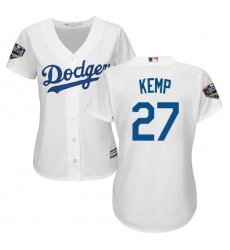 Women's Majestic Los Angeles Dodgers #27 Matt Kemp Authentic White Home Cool Base 2018 World Series MLB Jersey