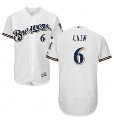 Men's Majestic Milwaukee Brewers #6 Lorenzo Cain White Alternate Flex Base Authentic Collection MLB Jersey