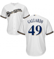 Youth Majestic Milwaukee Brewers #49 Yovani Gallardo Authentic White Home Cool Base MLB Jersey