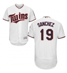 Men's Majestic Minnesota Twins #19 Anibal Sanchez White Home Flex Base Authentic Collection MLB Jersey