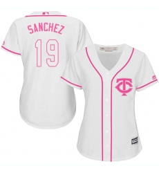 Women's Majestic Minnesota Twins #19 Anibal Sanchez Authentic White Fashion Cool Base MLB Jersey