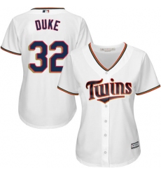 Women's Majestic Minnesota Twins #32 Zach Duke Replica White Home Cool Base MLB Jersey