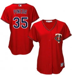 Women's Majestic Minnesota Twins #35 Michael Pineda Replica Scarlet Alternate Cool Base MLB Jersey