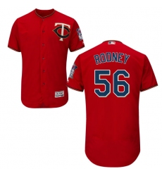 Men's Majestic Minnesota Twins #56 Fernando Rodney Scarlet Alternate Flex Base Authentic Collection MLB Jersey