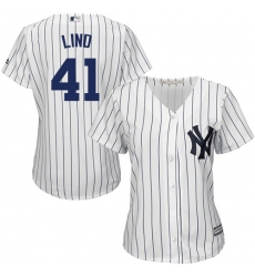 Women's Majestic New York Yankees #41 Adam Lind Replica White Home MLB Jersey