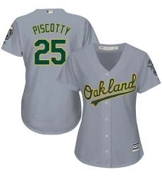 Women's Majestic Oakland Athletics #25 Stephen Piscotty Replica Grey Road Cool Base MLB Jersey
