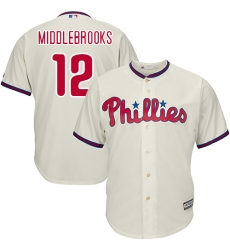 Youth Majestic Philadelphia Phillies #12 Will Middlebrooks Authentic Cream Alternate Cool Base MLB Jersey