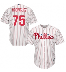 Youth Majestic Philadelphia Phillies #75 Francisco Rodriguez Authentic White/Red Strip Home Cool Base MLB Jersey