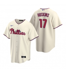 Men's Nike Philadelphia Phillies #17 Rhys Hoskins Cream Alternate Stitched Baseball Jersey
