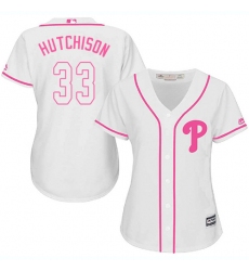 Women's Majestic Philadelphia Phillies #33 Drew Hutchison Authentic White Fashion Cool Base MLB Jersey