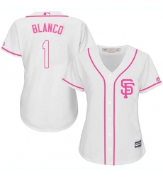 Women's Majestic San Francisco Giants #1 Gregor Blanco Authentic White Fashion Cool Base MLB Jersey