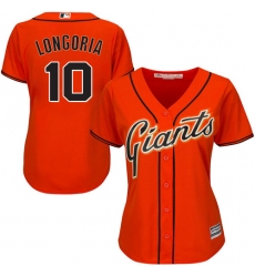Women's Majestic San Francisco Giants #10 Evan Longoria Replica Orange Alternate Cool Base MLB Jersey