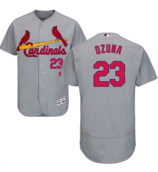 Men's Majestic St. Louis Cardinals #23 Marcell Ozuna Grey Road Flex Base Authentic Collection MLB Jersey