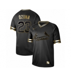 Men's St. Louis Cardinals #23 Marcell Ozuna Authentic Black Gold Fashion Baseball Jersey