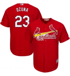 Youth Majestic St. Louis Cardinals #23 Marcell Ozuna Authentic Red Alternate Cool Base MLB Jersey