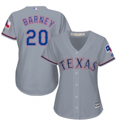 Women's Majestic Texas Rangers #20 Darwin Barney Authentic Grey Road Cool Base MLB Jersey