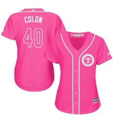 Women's Majestic Texas Rangers #40 Bartolo Colon Authentic Pink Fashion Cool Base MLB Jersey