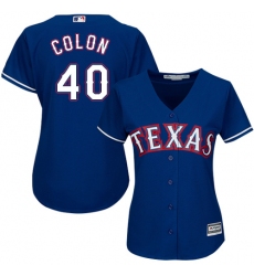 Women's Majestic Texas Rangers #40 Bartolo Colon Authentic Royal Blue Alternate 2 Cool Base MLB Jersey