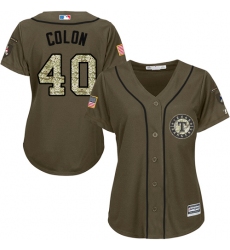 Women's Majestic Texas Rangers #40 Bartolo Colon Replica Green Salute to Service MLB Jersey