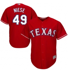 Men's Majestic Texas Rangers #49 Jon Niese Replica Red Alternate Cool Base MLB Jersey