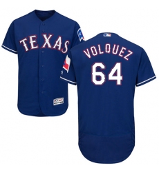 Men's Majestic Texas Rangers #64 Edinson Volquez Royal Blue Alternate Flex Base Authentic Collection MLB Jersey