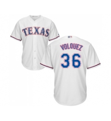 Youth Texas Rangers #36 Edinson Volquez Replica White Home Cool Base Baseball Jersey