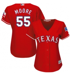 Women's Majestic Texas Rangers #55 Matt Moore Replica Red Alternate Cool Base MLB Jersey