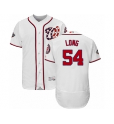 Men's Washington Nationals #54 Kevin Long White Home Flex Base Authentic Collection 2019 World Series Bound Baseball Jersey